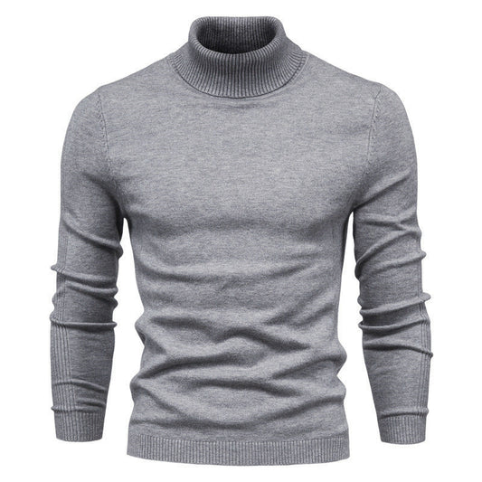 Pull à col roulé épais et décontracté de couleur unie pour homme