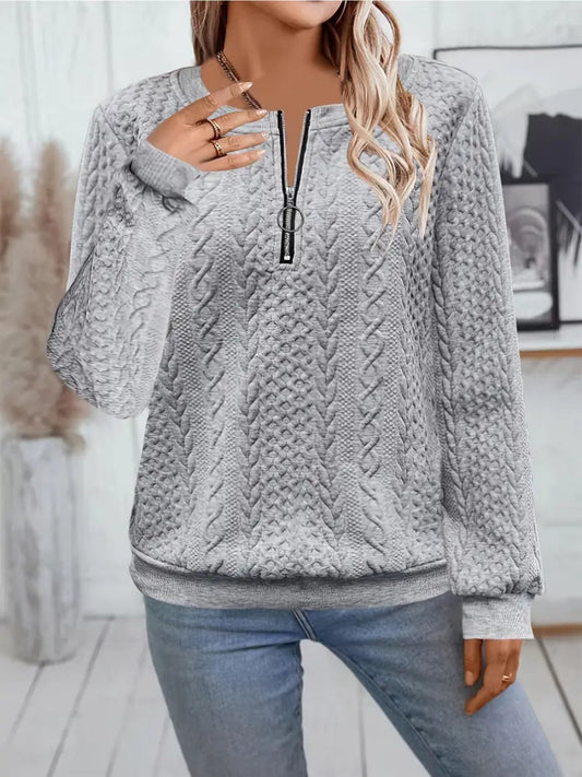 ✨Best-1 Sale Sweatshirt 2025✨Damen elegantes Sweatshirt mit Schlangenmuster und Reißverschluss Langarm Rundhals Freizeit-Pullover