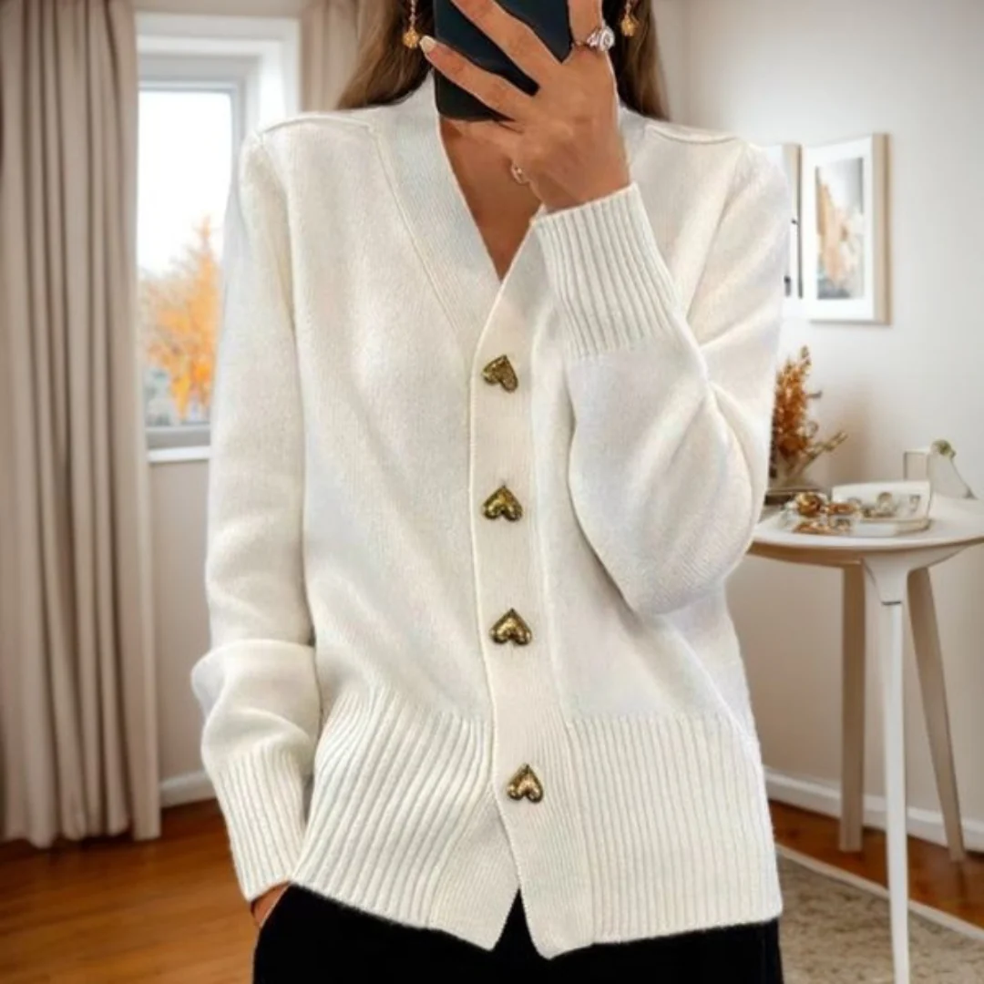 Gilet élégant à boutons en forme de cœur pour femme