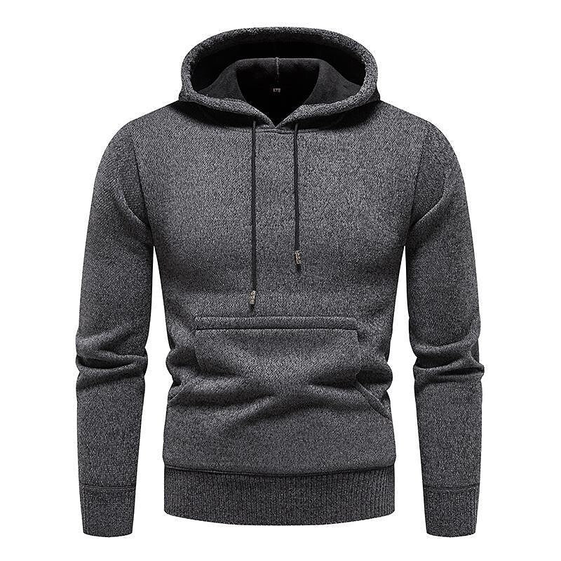 Pull à capuche décontracté basique en chenille pour homme