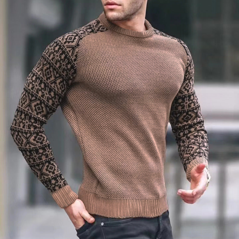 Pull décontracté à manches longues et col rond pour homme