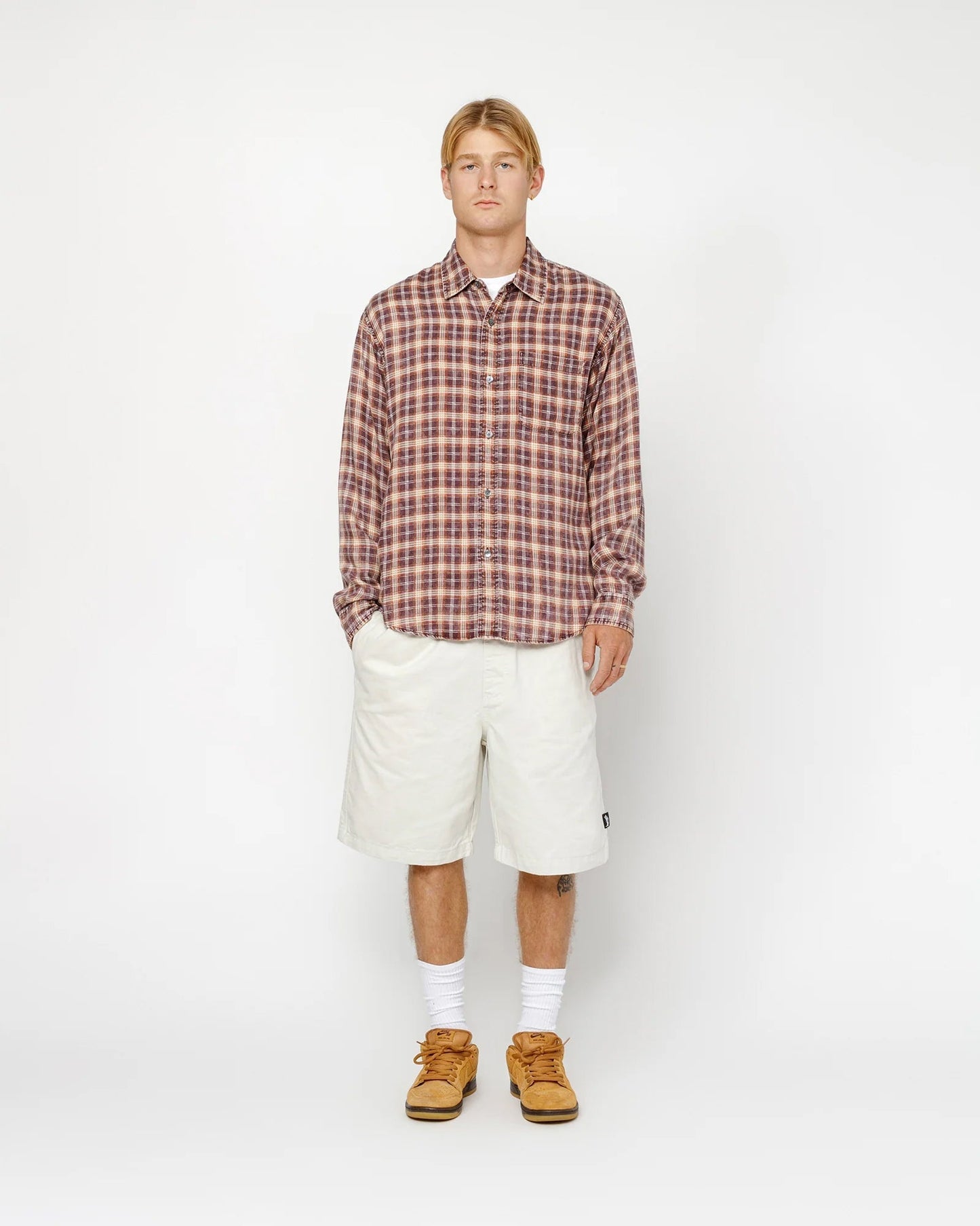 SHORT DE PLAGE EN COTON BROSSE