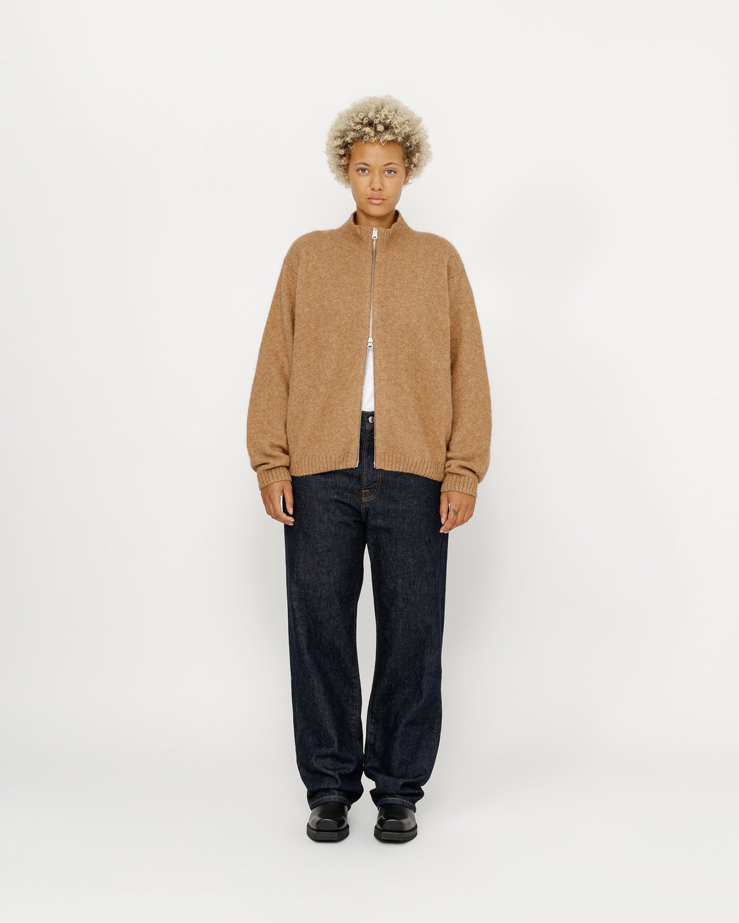 PULL EN MÉRINOS BROSSÉ ENTIÈREMENT ZIPPÉ