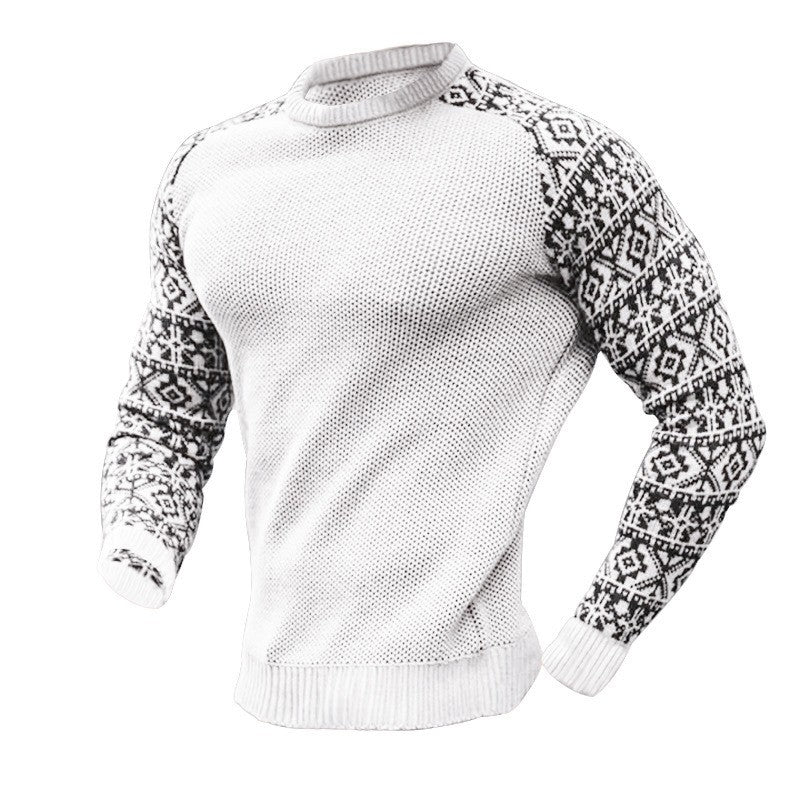 Pull décontracté à manches longues et col rond pour homme
