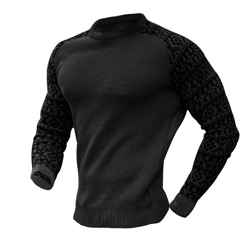 Pull décontracté à manches longues et col rond pour homme