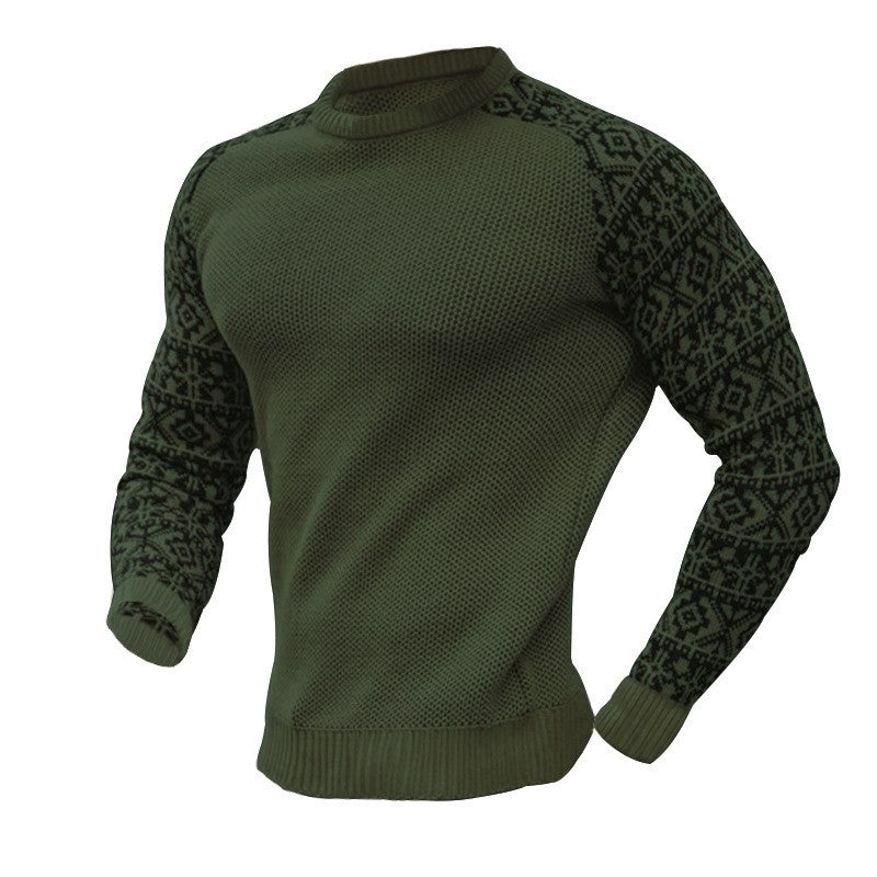 Pull décontracté à manches longues et col rond pour homme