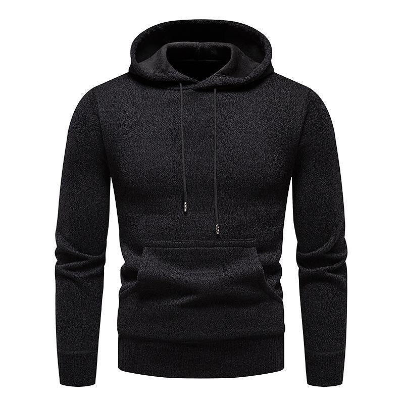 Pull à capuche décontracté basique en chenille pour homme