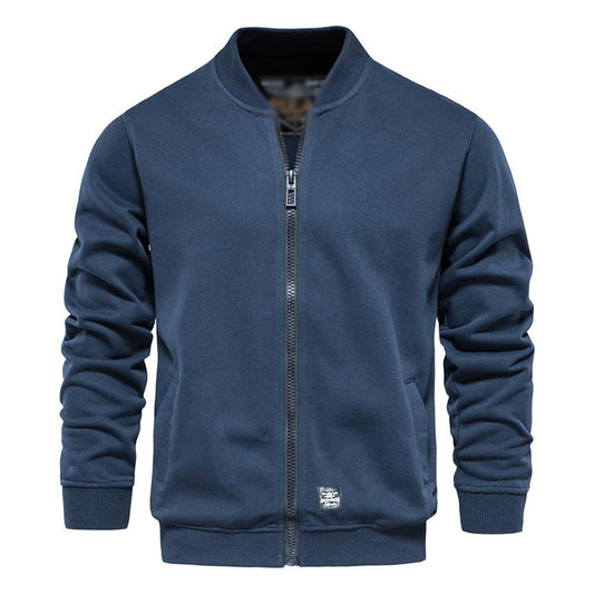 Veste de survêtement zippée en molleton uni à col baseball pour homme
