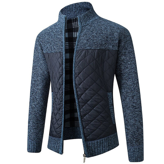 Cardigan homme color block col montant zippé